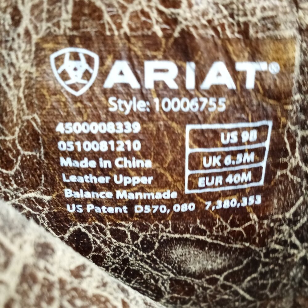 Ariat Dark Brown Leather Heeled Western Boots with Tan Stitching - Picture 3 of 15